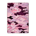 Load image into Gallery viewer, Flat lay of Ambush Zone in Pink, a rectangular camo-style rug with distressed pink, blush, and burgundy pattern—ideal for game rooms