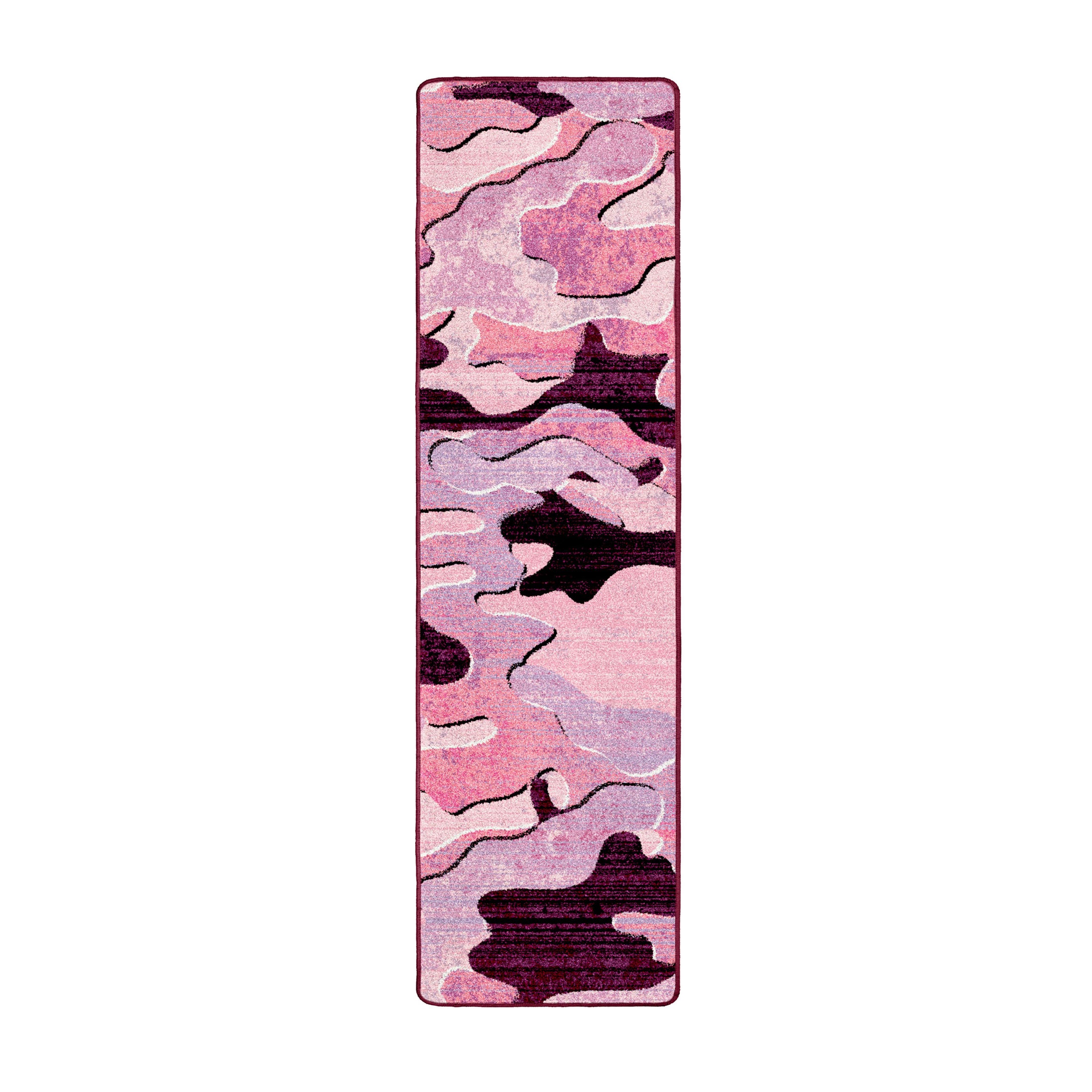 Ambush Zone in Pink camo runner rug with layered pink and purple tones—great for hallways, desks, or streaming corners