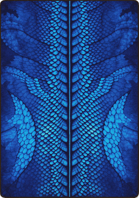 blue dragon hide rug for game rooms and ttrpgs spaces and reading books fantasy booktok