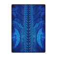 Load image into Gallery viewer, The Blue Dragon Hide Rug in 5x8 size featuring a vivid electric blue scale design with a central dragon spine motif