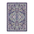 Load image into Gallery viewer, 5x8 area rug with a symmetrical floral design in lilac, violet, sage, and cream tones, inspired by natural magic and celestial balance