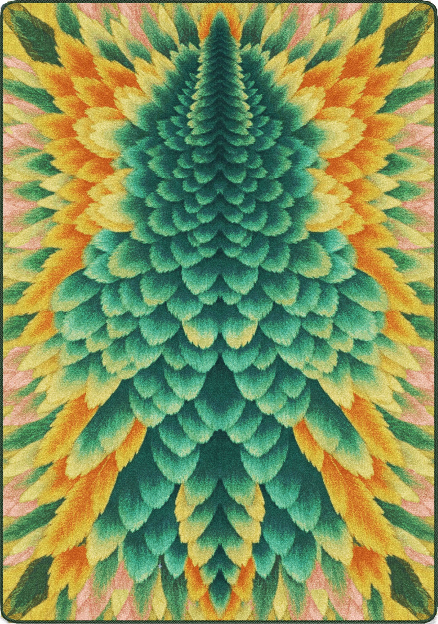 Colorful abstract pattern with green and yellow colors on a textured surface for a rug for a game room and ttrpg booknook booktok spaces fantasy