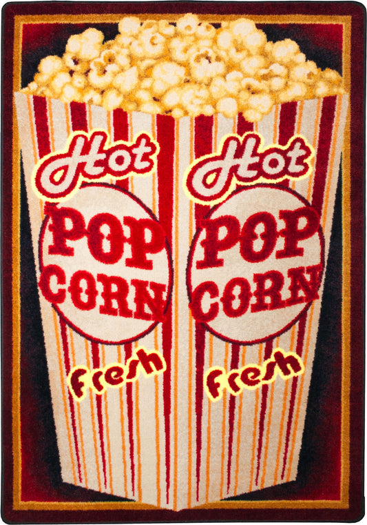 Movie theater style popcorn rug for home theaters game rooms and cinema buffs