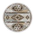 Load image into Gallery viewer, 8x8 round version of The Driftmarch Rug with centered tribal medallion and desert-inspired color palette