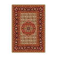 Load image into Gallery viewer, 5x8 Flamekeeper’s Medallion rug with a rich crimson background, golden medallion center, and warm floral border details