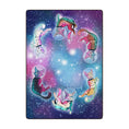Load image into Gallery viewer, Full view of the Galacticat Rug with rainbow space cats in orbit—ideal for game rooms, stream setups, or nerdy decor