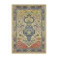 Load image into Gallery viewer, 5x8 Ingenue Rug for game room featuring a vintage Persian floral design in cream, dusty blue, blush, and soft coral with a weathered antique finish