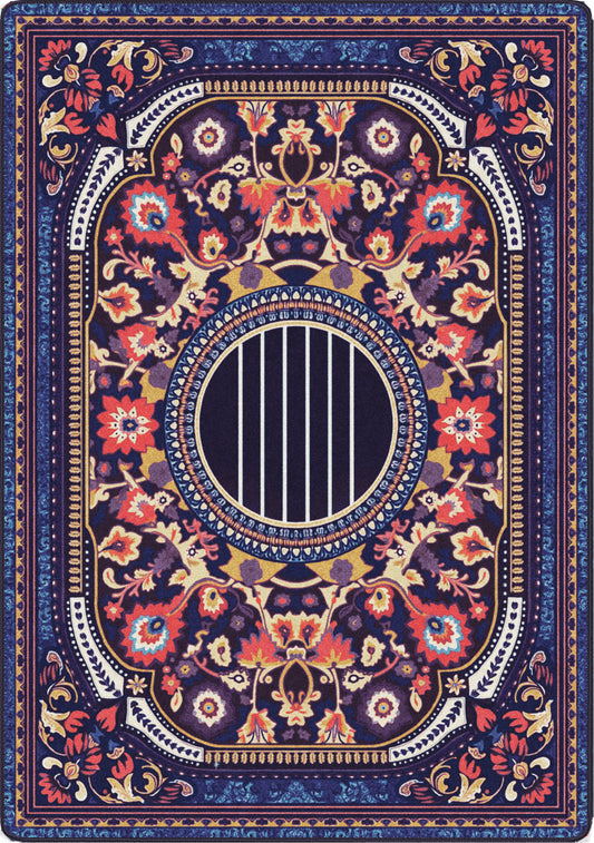 guitar rug with antique vintage patterns for the bard in all of us perfect for game rooms, booknooks, booktok, enchated fantasy spaces