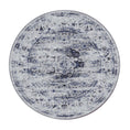 Load image into Gallery viewer, 8x8 round version of The Mistrender’s Medallion rug with central medallion design faded into ivory and deep blue