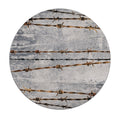 Load image into Gallery viewer, Round game room rug featuring rusted barbed wire on a concrete-style background—adds grit and atmosphere to fantasy or RPG spaces.