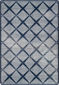 Load image into Gallery viewer, a funky glitchy diamond pattern in denim colored blue for game rooms and areas in the home that need premium stain resistance