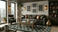 Load image into Gallery viewer, dwarven inspired room with arcade hunter game room rug from area of effect