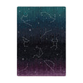 Load image into Gallery viewer, Rectangular constellation game room rug with a gradient twilight sky and star map—designed for immersive storytelling spaces and quiet magic.