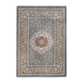 Load image into Gallery viewer, 5x8 area rug with a faded central medallion and intricate floral detailing in sage, parchment, and dusty rose—designed to evoke timeless craft and quiet beauty