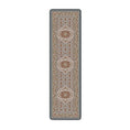 Load image into Gallery viewer, 2x8 runner of The Weaver’s Medallion rug, featuring vertical alignment of medallion and floral scrollwork in sage and parchment tones