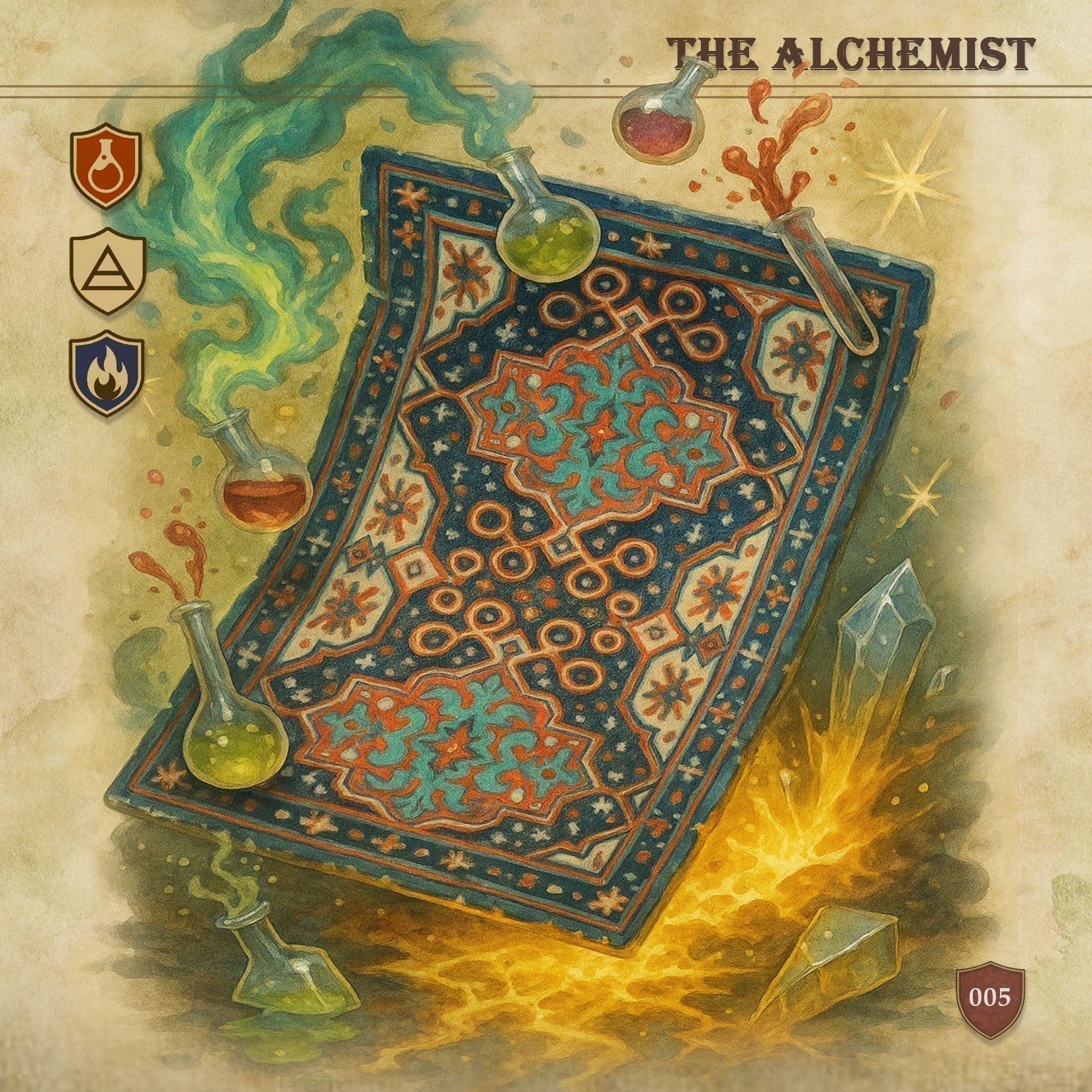 Archive Entry #005: The Alchemist Monster Rug – Creature Stat Card