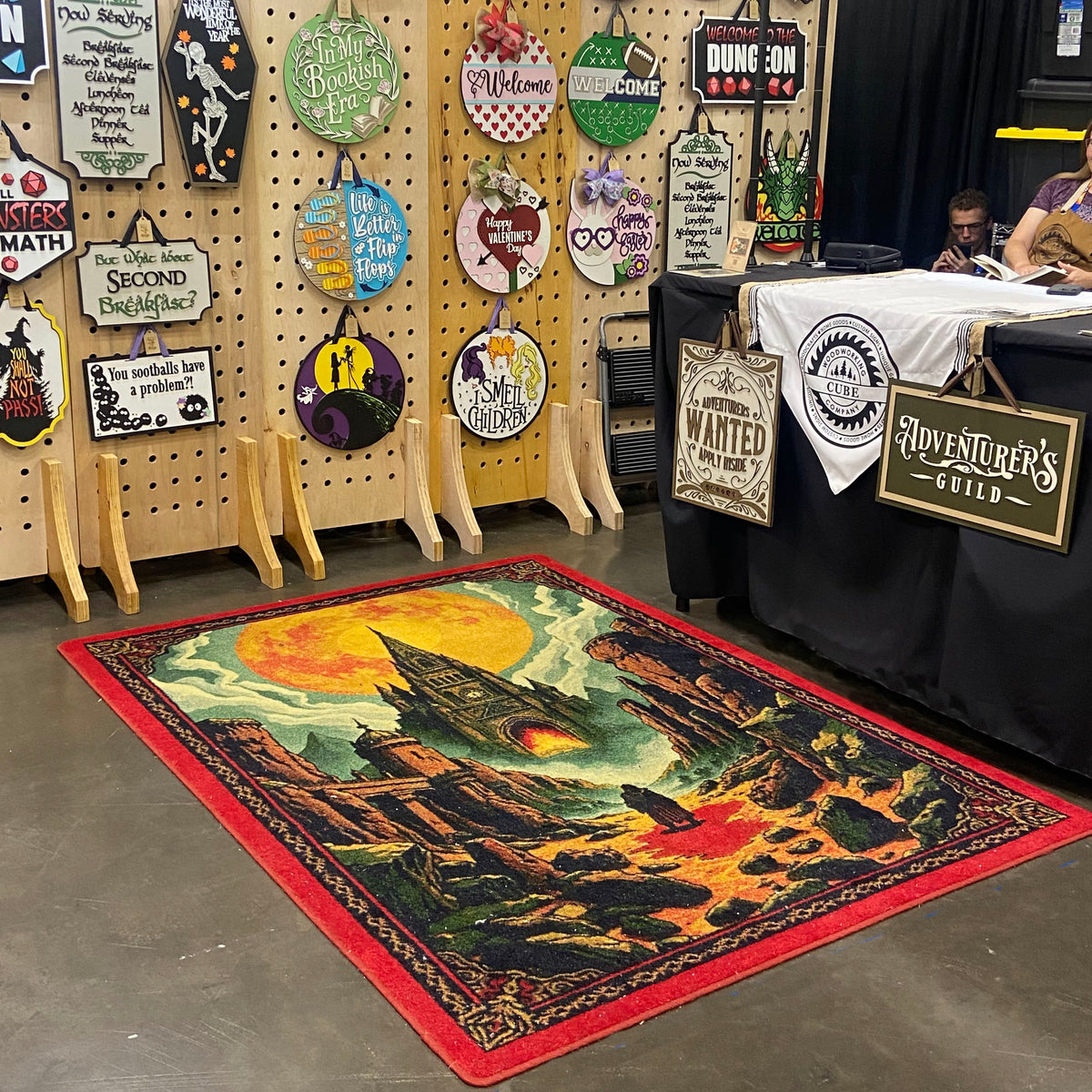 Rpg Rug The Road to Emberkeep Rug – Epic Fantasy Rug with Fiery Castle for Game ...