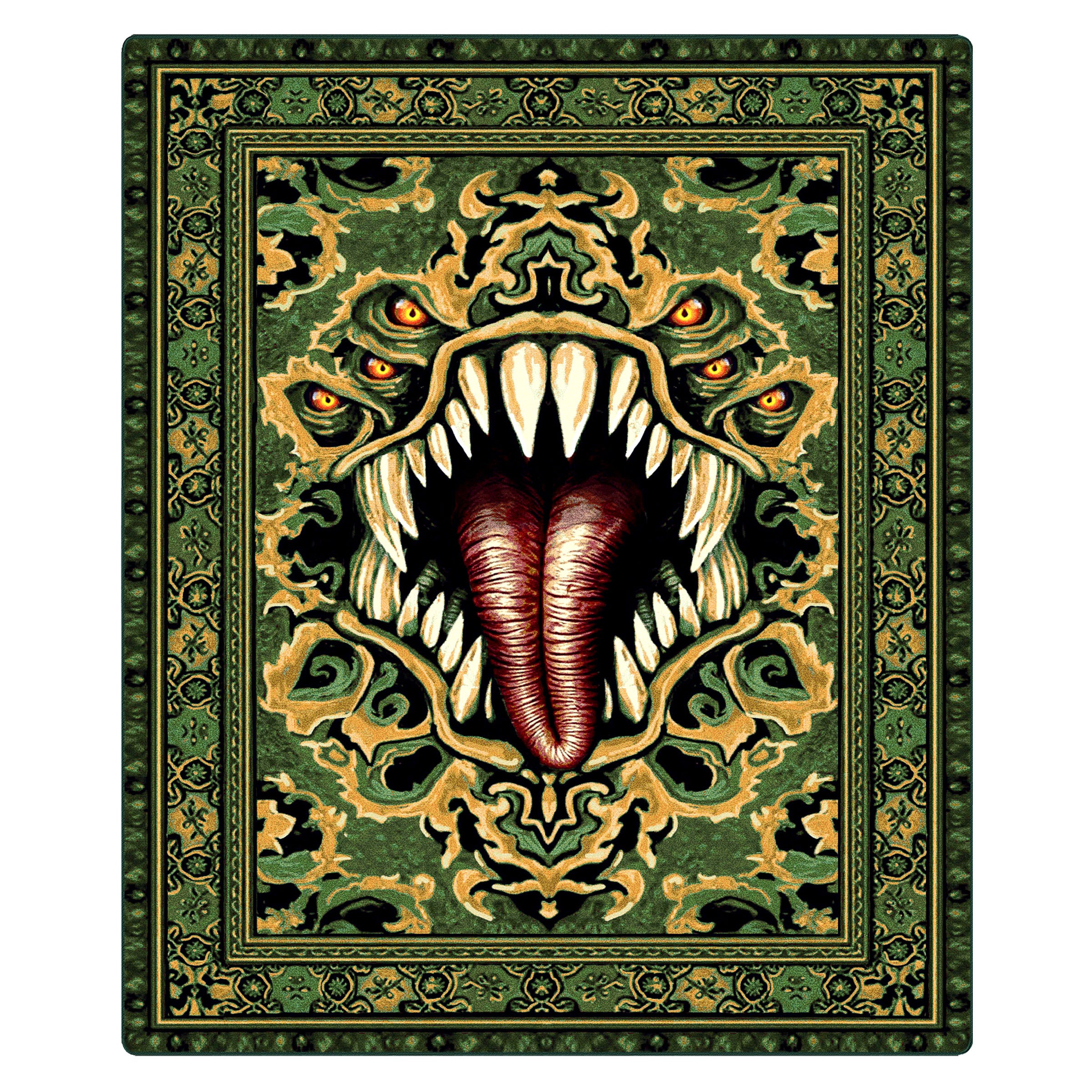 The Mimic Rug in Fungal Maw – Green Monster Rug for Game Rooms