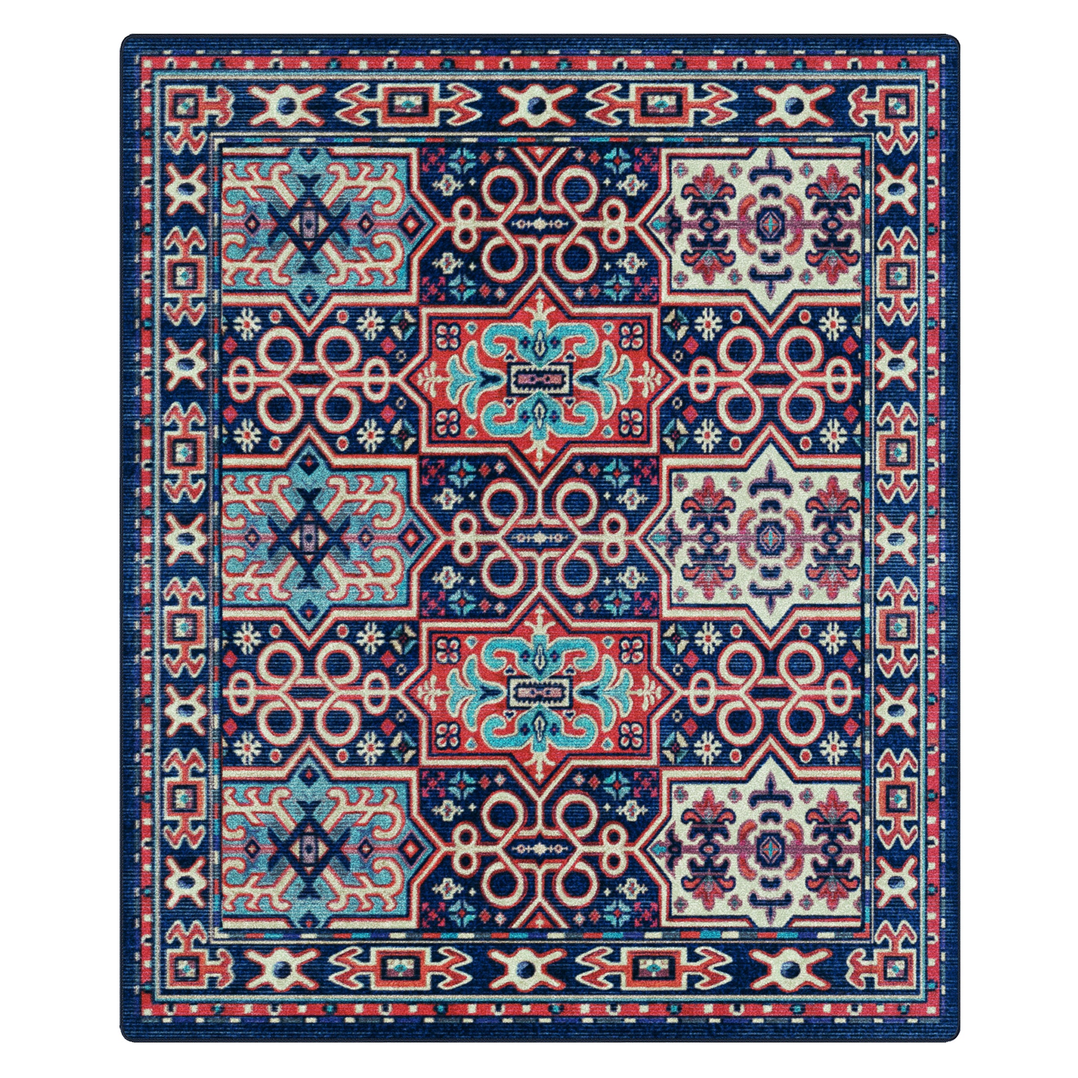 The Alchemist Rug in 11x13 for grand spaces, featuring interlocking spellwork in bold jewel tones