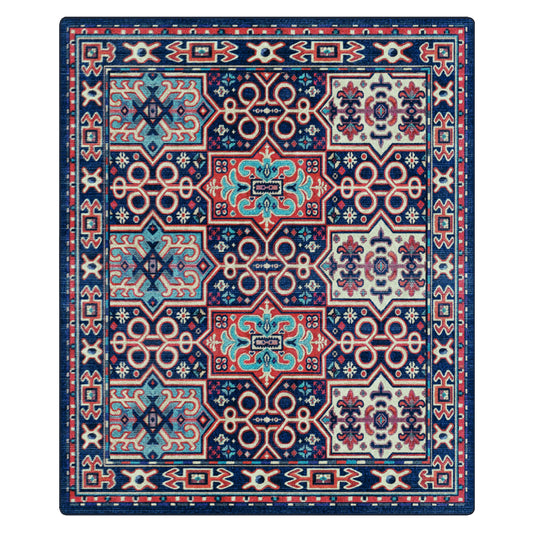 The Alchemist Rug in 11x13 for grand spaces, featuring interlocking spellwork in bold jewel tones
