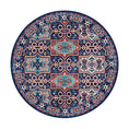 Load image into Gallery viewer, Round 8x8 version of The Alchemist Rug with radial symmetry and mystical pattern flow
