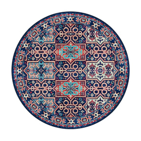 Round 8x8 version of The Alchemist Rug with radial symmetry and mystical pattern flow