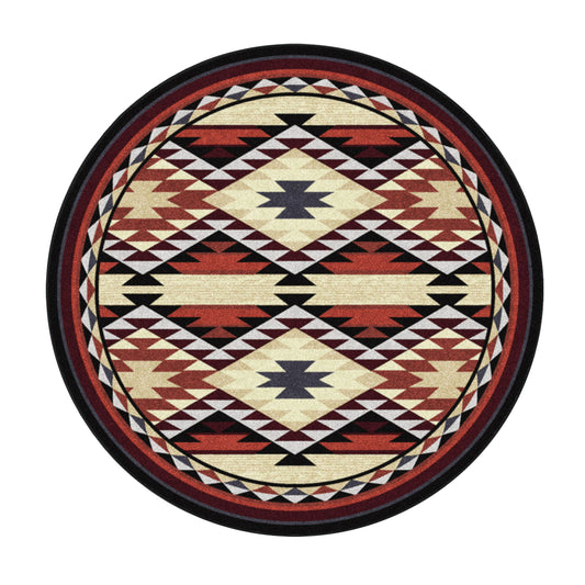 2x8 runner version of the Ashspire Ridge rug with repeating tribal diamond pattern in deep rust, navy, and gold, ideal for hallways or narrow spaces


