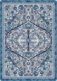 Load image into Gallery viewer, Decorative blue and white patterned rug with intricate design inspired by druids and sky enhanted faoe circles a gorgeous mix for any book nook she-shed or booktok lovers bedroom
