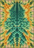 Load image into Gallery viewer, Colorful abstract pattern with green and yellow colors on a textured surface for a rug for a game room and ttrpg booknook booktok spaces fantasy

