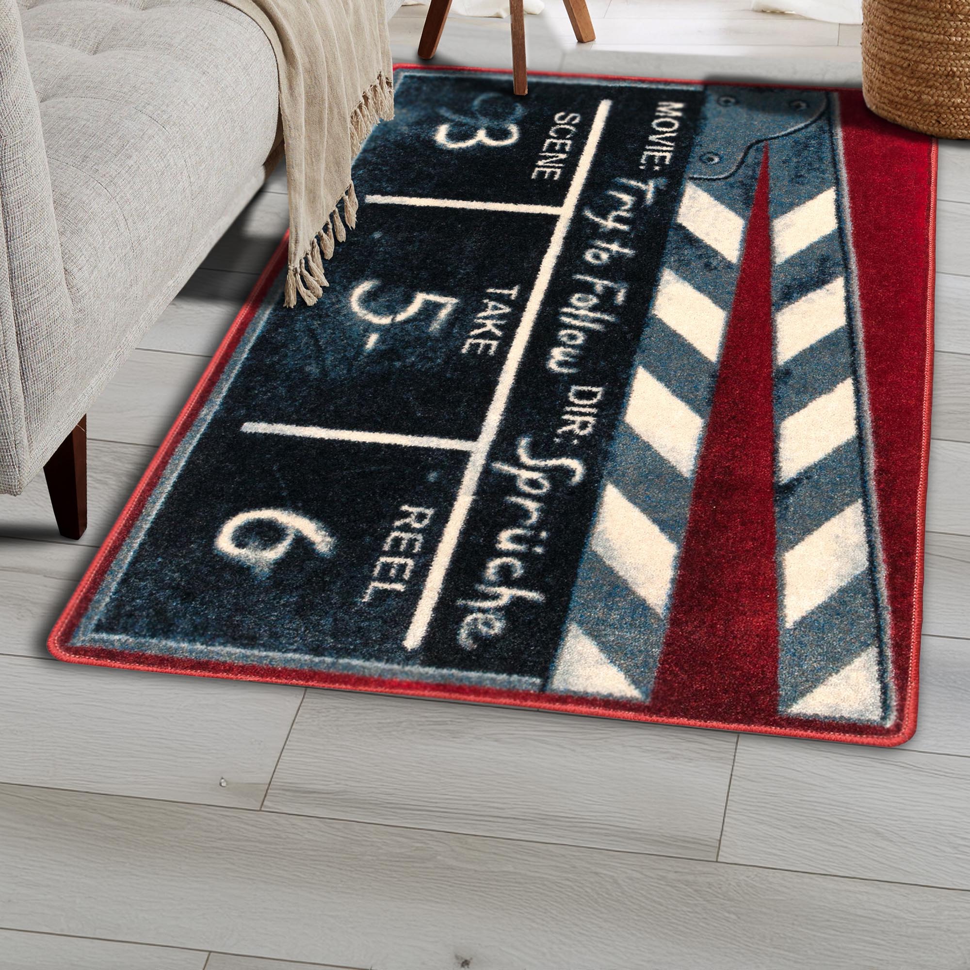 The Cue, Action Rug – Clapperboard Rug for Home Theaters & Movie Lovers ...