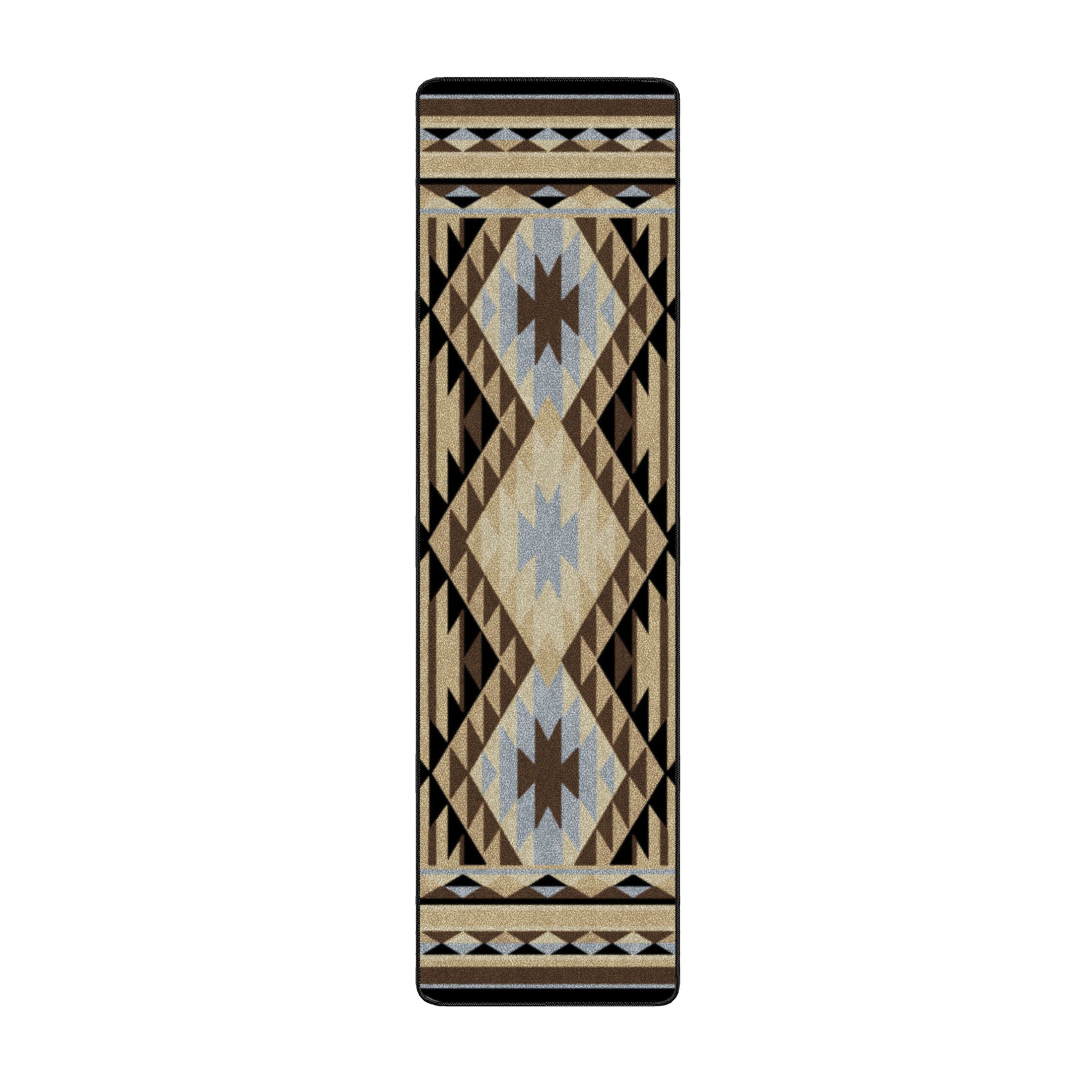 2x8 runner version of The Desert’s Oracle rug featuring a repeating tribal pattern in sun-washed desert tones, ideal for hallways or narrow spaces