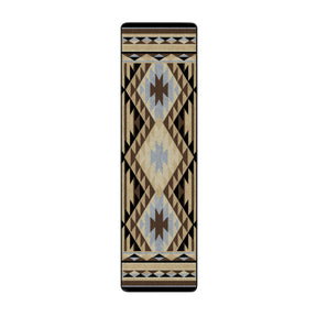 2x8 runner version of The Desert’s Oracle rug featuring a repeating tribal pattern in sun-washed desert tones, ideal for hallways or narrow spaces
