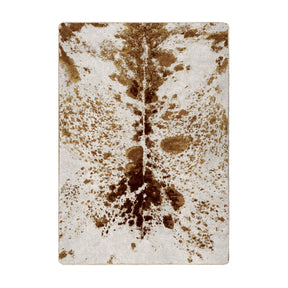 Full rectangular Dire Aurochs hide rug featuring a dramatic brindle pattern for fantasy game room setups