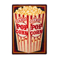 Load image into Gallery viewer, Double Butter rug featuring a vintage-style popcorn bucket design with red stripes and golden kernels, perfect for movie night decor
