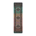 Load image into Gallery viewer, 2x8 runner version of The Dreamcrafter’s Medallion rug with a vertical medallion layout and color shift from deep violet to golden green, ideal for hallways or narrow spaces


