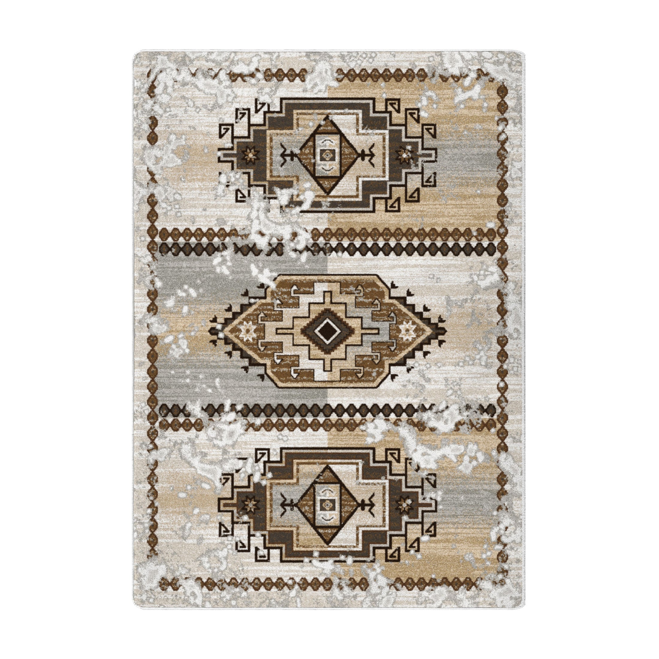 5x8 Driftmarch Rug with a tribal desert pattern in tan, cream, and smoke—ideal for rustic and adventurous spaces