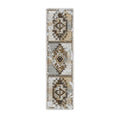 Load image into Gallery viewer, 2x8 runner version of The Driftmarch Rug with elongated tribal pattern in warm tans and soft gray—perfect for narrow spaces


