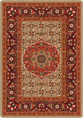 Load image into Gallery viewer, Decorative rug with intricate patterns and colors on a beige background
