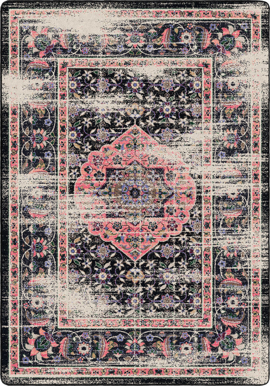 Decorative rug with intricate pattern and border design