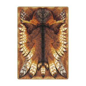 The Forest Owlbear Rug in 5x8 size with detailed feather and fur design in warm woodland tones