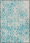 Load image into Gallery viewer, Teal and white floral patterned rug
