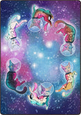Load image into Gallery viewer, Colorful cat illustrations in space-themed bubbles on a starry background
