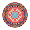 Load image into Gallery viewer, 8x8 round Glass Elk  rug with central mirrored antler design and circular wyvern motif, perfect for anchoring fantasy-inspired rooms


