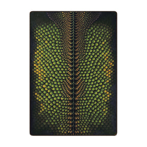 Green Dragon Hide Rug in 5x8 featuring scaled green and gold pattern inspired by fantasy dragon skin