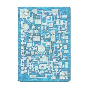 Blue dungeon master map rug with grid pattern, perfect for game rooms and tabletop RPG sessions