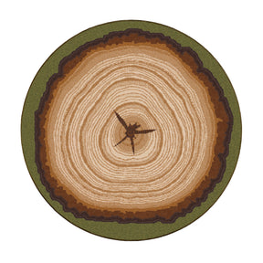 Round rug with a realistic tree stump design and growth ring pattern in warm earth tones. Ideal for nature-themed and druid interiors or rustic game rooms.
