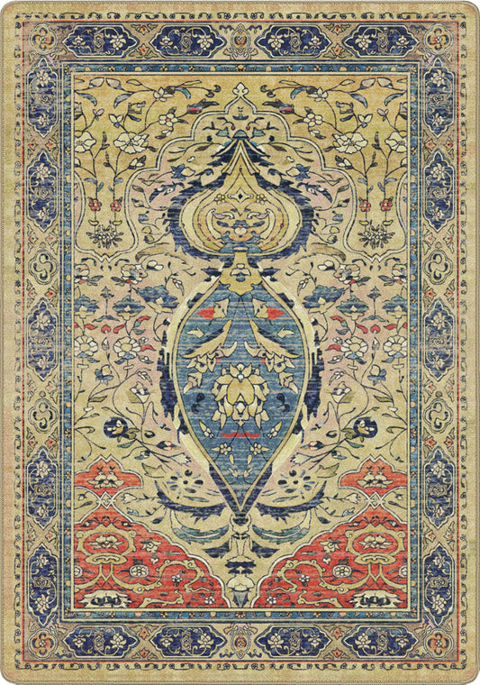 persian bazaar tyle rug with fantasy elements and magical compisition and color
