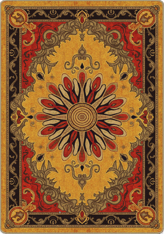 lovecraft and horror inspired rug from carcosa and the king in yellow for cthulu and ttrpg game room spaces