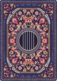 Load image into Gallery viewer, guitar rug with antique vintage patterns for the bard in all of us perfect for game rooms, booknooks, booktok, enchated fantasy spaces
