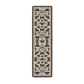 Runner-style butterfly rug with vintage entomology pattern—ideal for narrow hallways, creative spaces, or eclectic game rooms.

